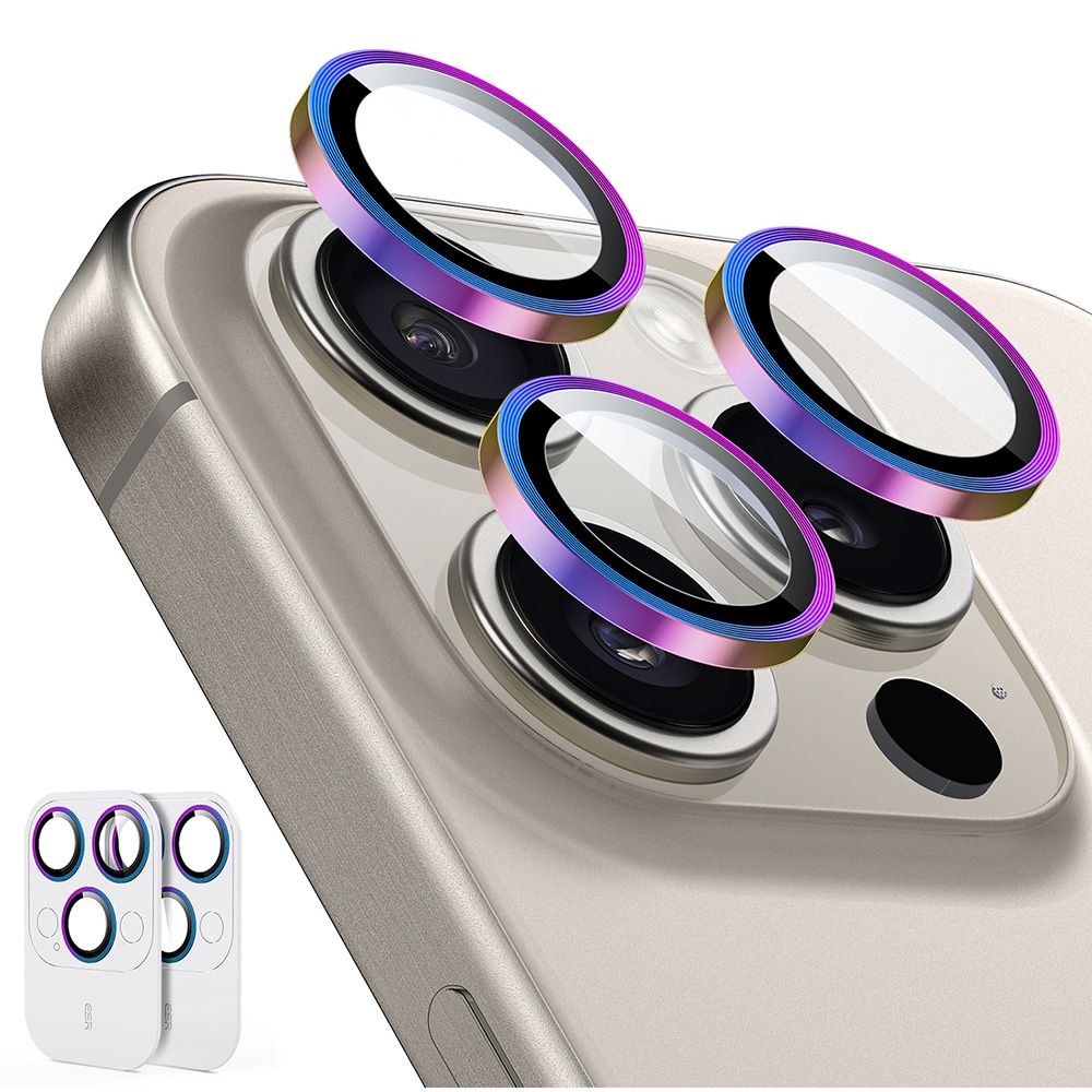 Pellicola In Vetro Temperato Per IPhone 15 Pro/15 Pro Max - Protezione Obiettivo Con Effetto Glitter, Durezza 9H, HD Trasparente, Rosa