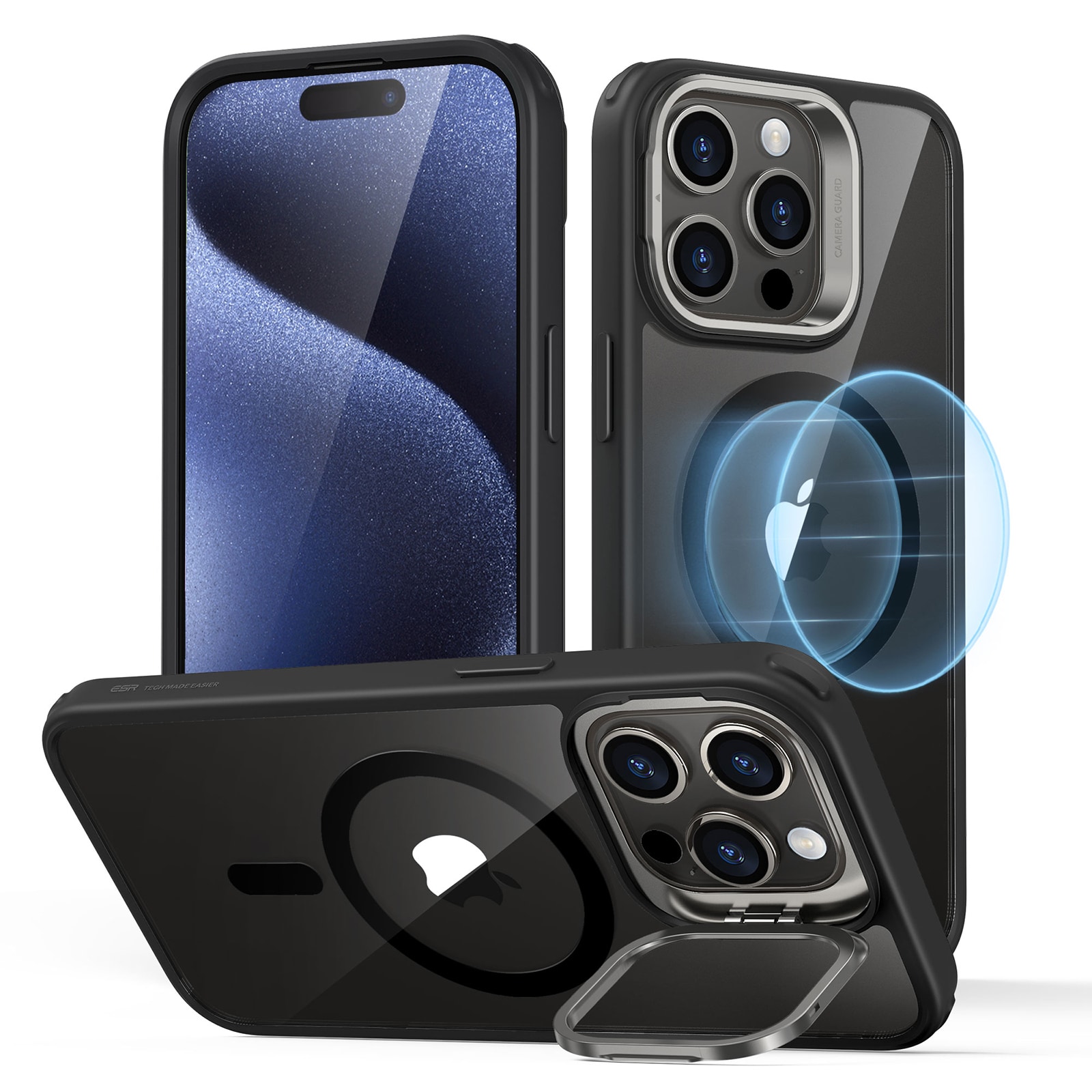 QHZJ iPhone 15 Pro Max Classic Hybrid Case with Stash Stand HaloLock C02 ZT01 QHZJ iPhone 15 Pro Max Classic Hybrid Case with Stash Stand HaloLock C02 ZT01