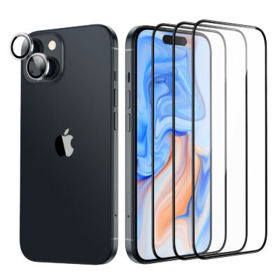 iPhone 15 Plus Tempered Glass Screen Protector Set C01 ZT01