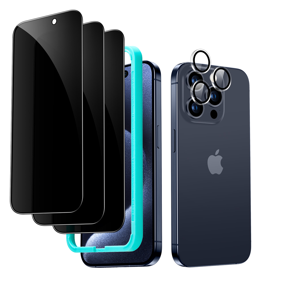 Set de protectores de pantalla de cristal templado con privacidad para  iPhone serie 15