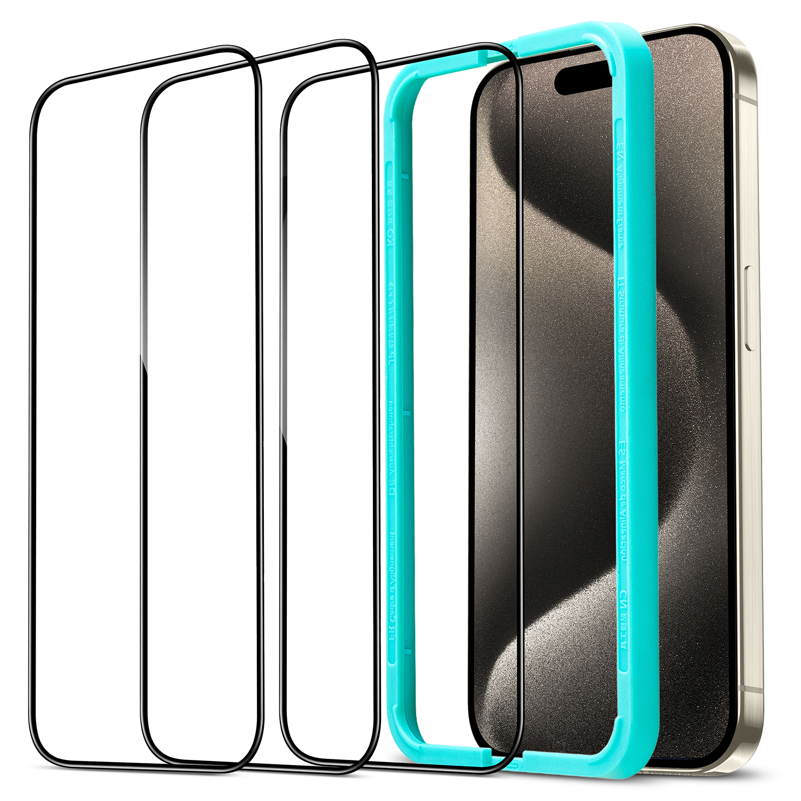 Set de protectores de pantalla de cristal templado para iPhone serie 15