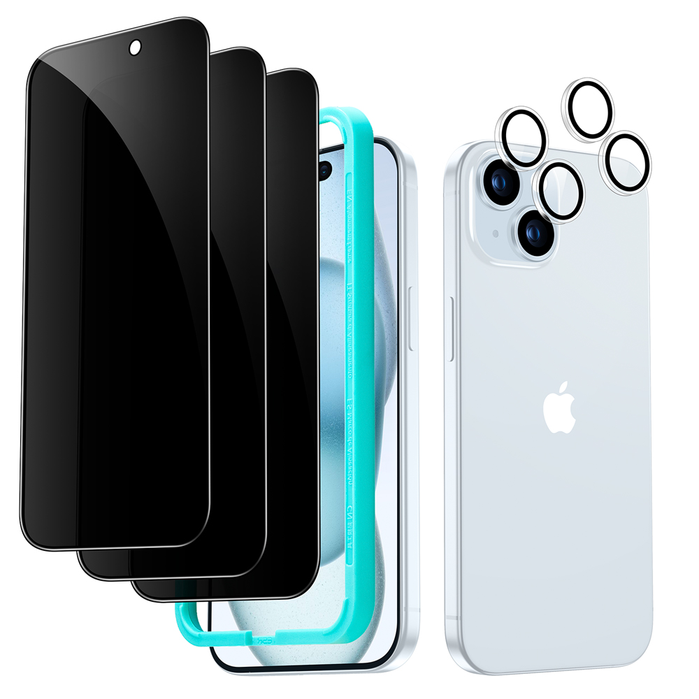 iPhone 15-Serie Sichtschutz-Set aus gehärtetem Glas