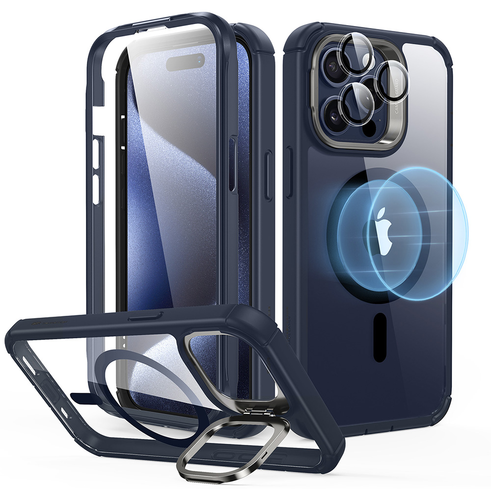 iPhone 15 Pro Max Armor Tough Case with Stash Stand (HaloLock)