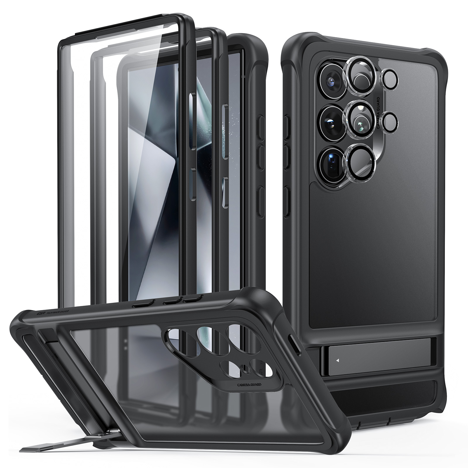 ESR for Samsung Galaxy S24 Ultra Case, S24 Ultra Case with Extra Protective Front Frame & 3 Kickstand Modes, Exceeds Full-Coverage Military-Grade