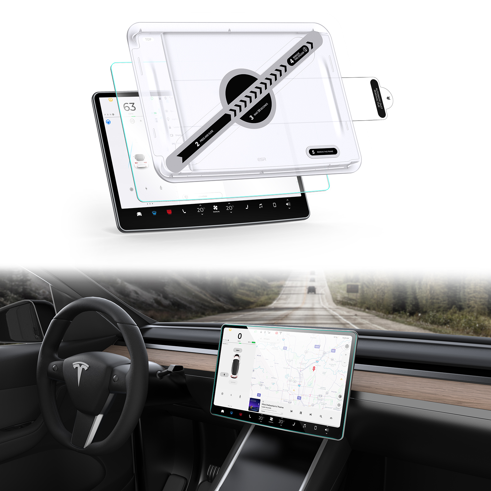 For Model 3 Highland 2024 Car Screen Tempered Glass Protector Film For  Tesla Model3+ Accessories Navigator Touch Display HD Film