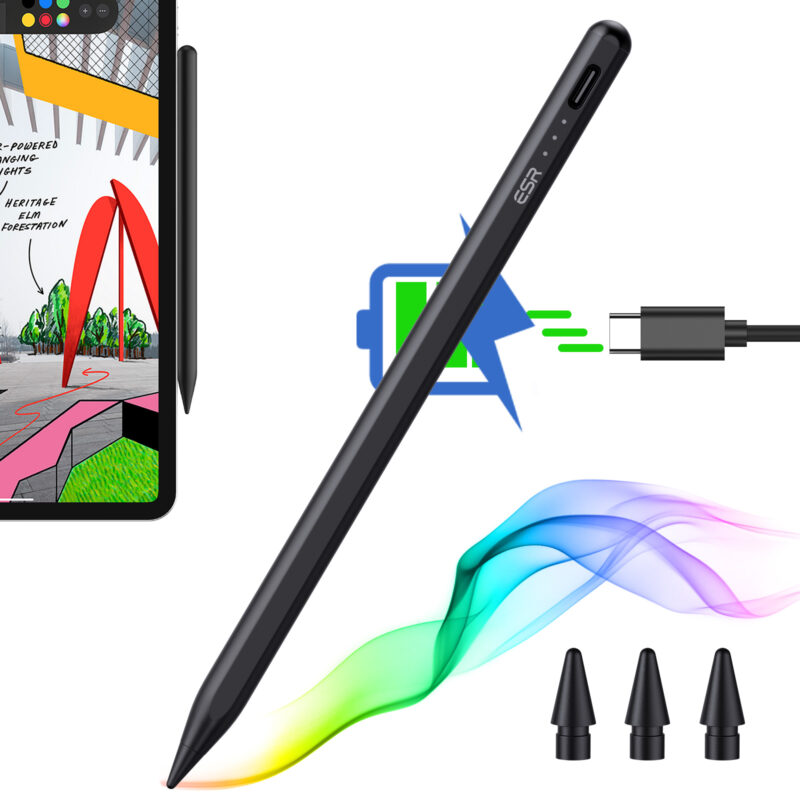 Digital Pencil with Synthetic Resin Nib for iPad Air, Pro, and mini-ESR