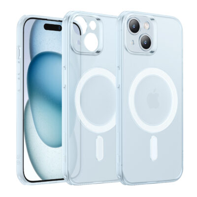 iPhone 15 Plus Max Zero Clear Case HaloLock frosted blue 02