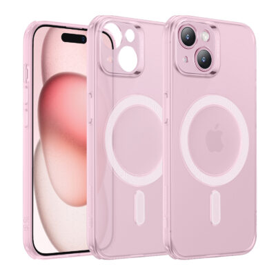 iPhone 15 Plus Max Zero Clear Case HaloLock frosted pink 02