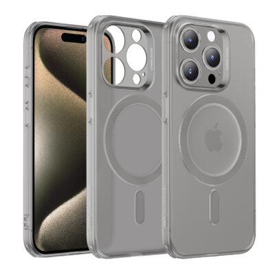 iPhone 15 Pro Max Zero Clear Case HaloLock frosted grey 02