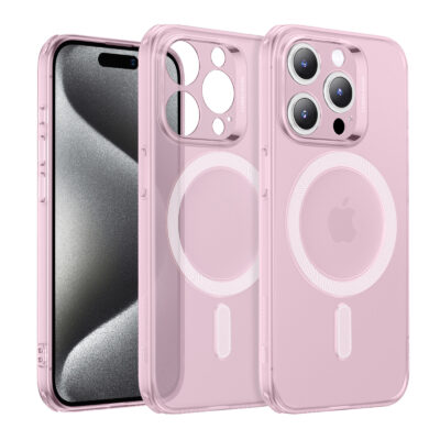 iPhone 15 Pro Max Zero Clear Case HaloLock frosted pink 02