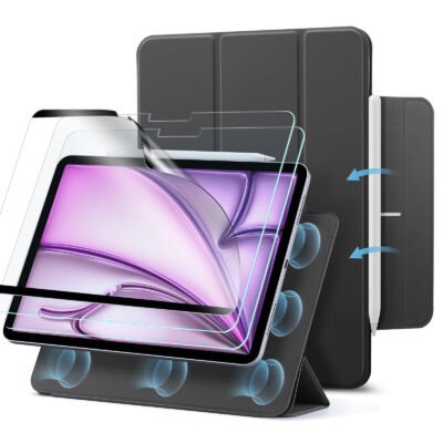ipad air 13 inch magnetic folio case with magnetic paper feel and tempered glass screen protectors