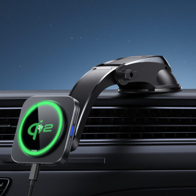 Qi2 Dashboard Wireless Car Charger with Low Profile Mounting Arm