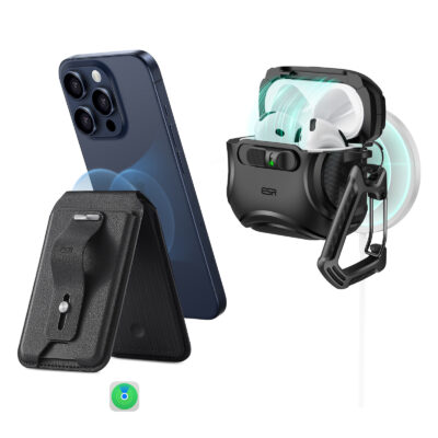 black airpods 4 case with lock and magsafe wallet with find my