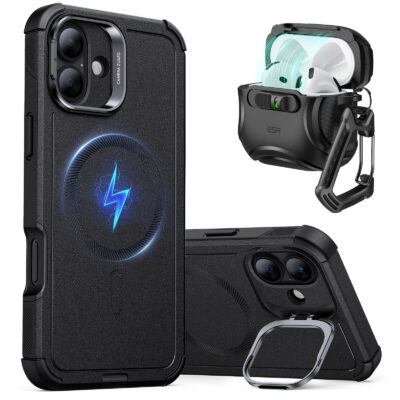 cool iphone 16 case black with airpods 4 case