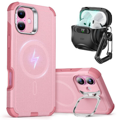 cool iphone 16 case pink with airpods 4 case