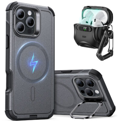 cool iphone 16 pro case gray with airpods 4 case