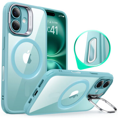 Best iPhone 16 Magsafe Case with Stand Camera Control Clear Green