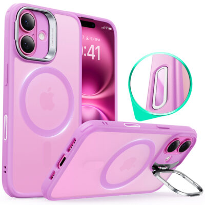 Best iPhone 16 Magsafe Case with Stand Camera Control Frosted Pink