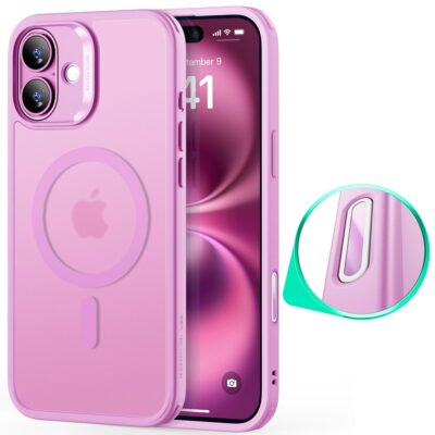 iPhone 16 Magsafe Case Camera Control Button Frosted Pink