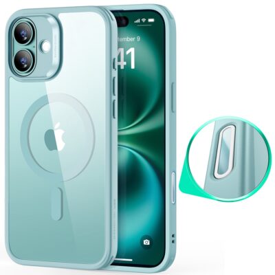 iPhone 16 Plus Magsafe Case Camera Control Button Clear Green